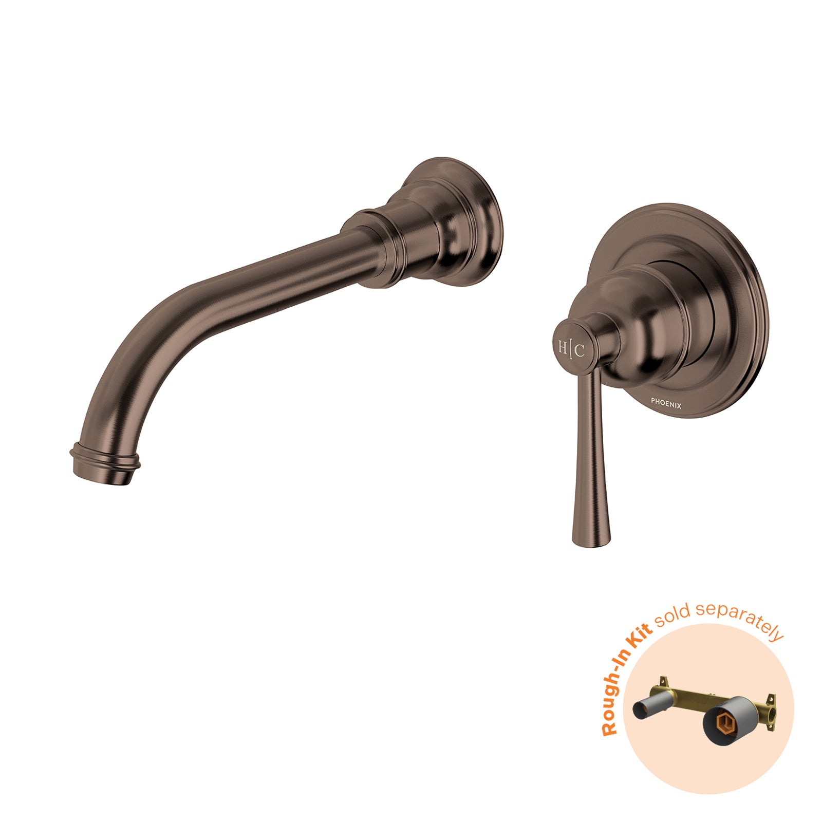 Phoenix Cromford Switchmix Wall Basin Bath Mixer Set Fit Off Kit - Brushed Bronze 134-2812-24-1 - The Blue Space