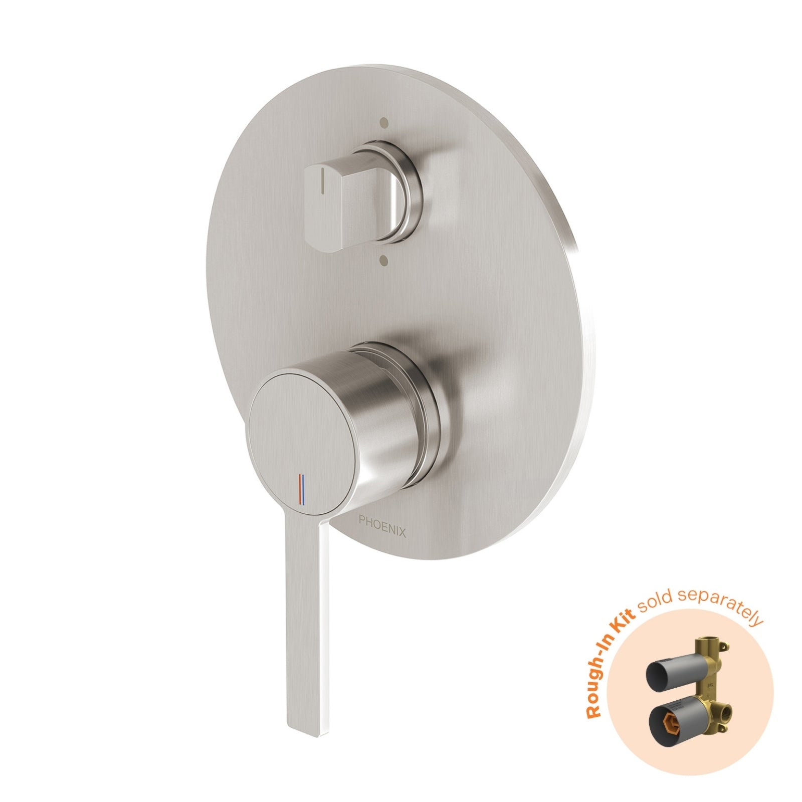 Phoenix Lexi Mkii Switchmix Shower Bath Diverter Mixer Fit Off Kit Only - Brushed Nickel 123-2940-40 - The Blue Space
