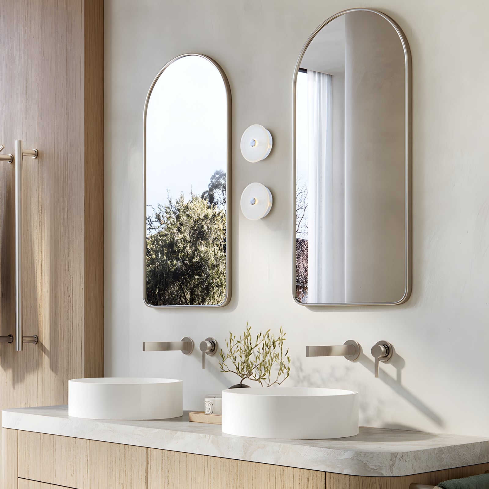 Main Phoenix Lexi Mkii Switchmix Wall Basin Mixer Set 200mm - Brushed Nickel 123-2810-40 - The Blue Space