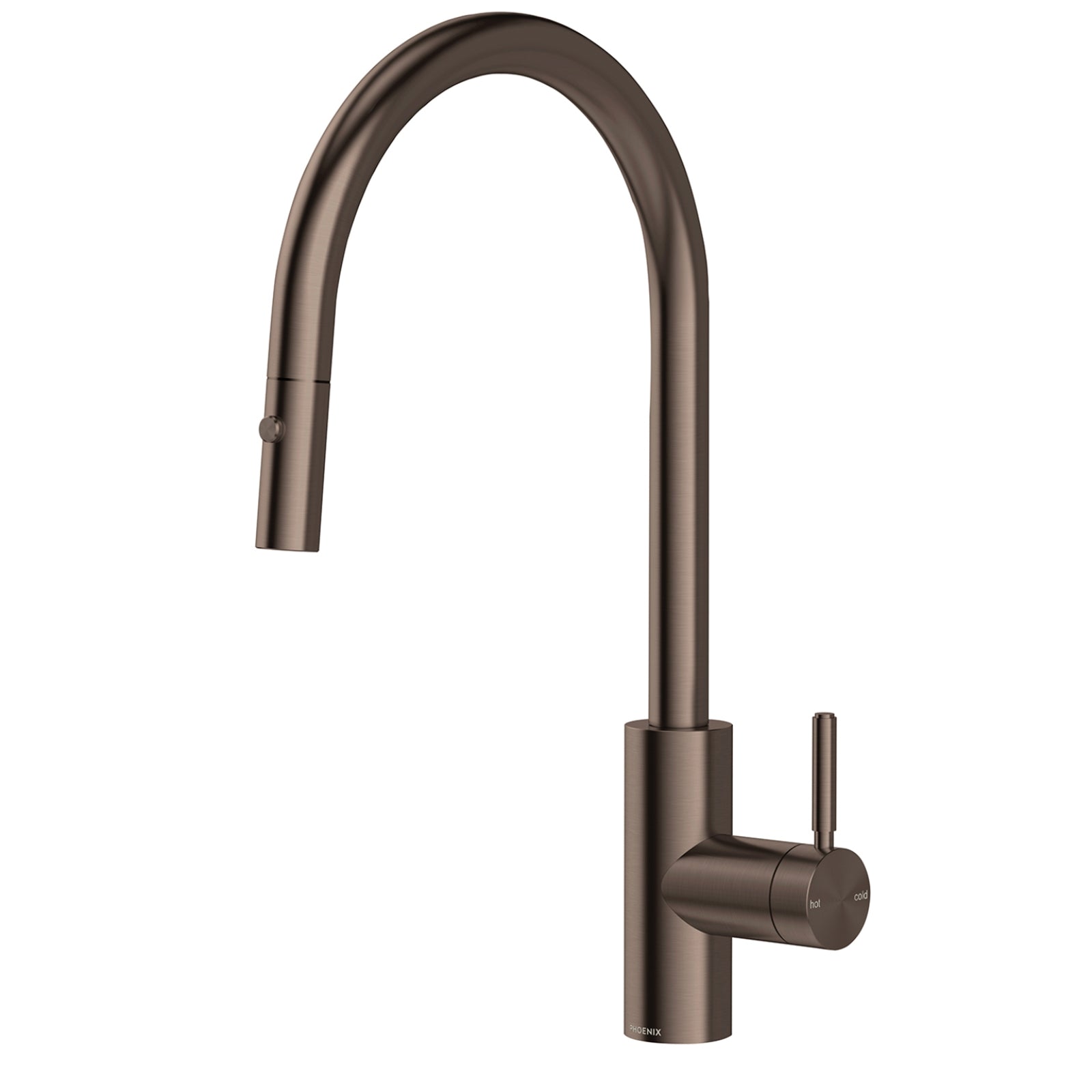 Phoenix Vivid MKII Pull Out Sink Mixer 240mm Gooseneck - Brushed Bronze 146-7120-24-1 - The Blue Space