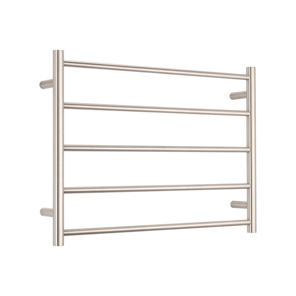 Radiant Round 5 Bar Heated Towel Ladder 750w x 550h - Brushed Nickel