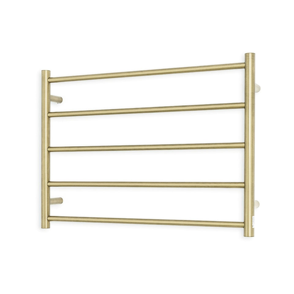 Radiant Round 5 Bar Heated Towel Ladder 750w x 550h Light Gold