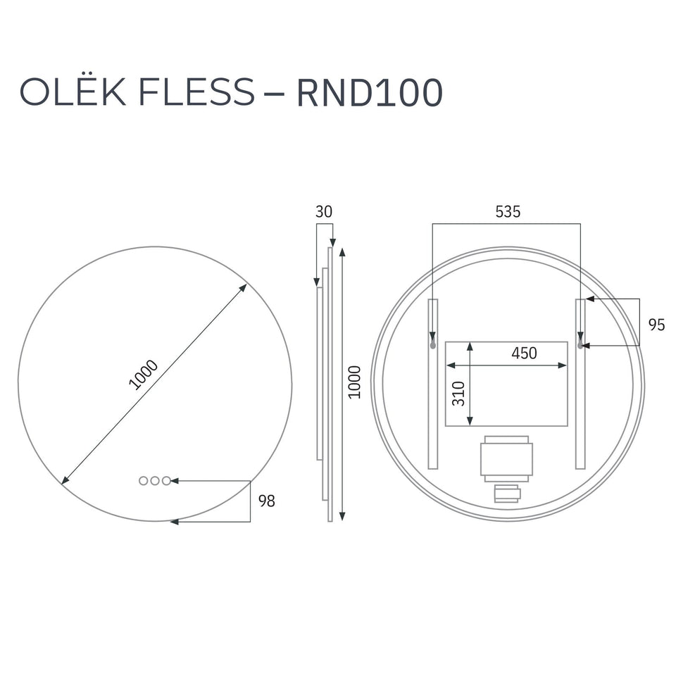 Radiant Olek Frameless LED Mirror 600mm - 1200mm
