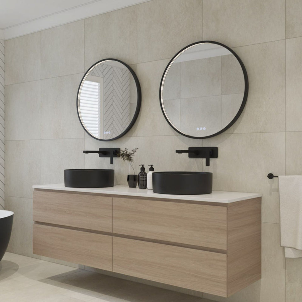 Radiant Olek LED Mirror 600mm - 900mm - Black