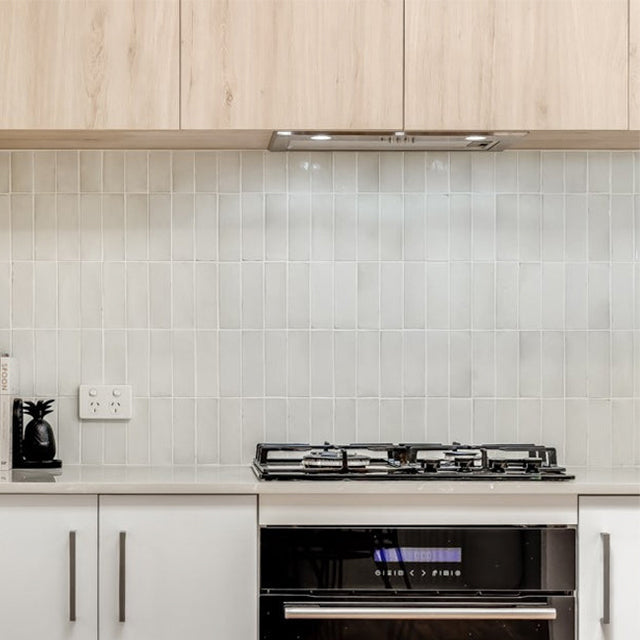 Sicily Bianco White Gloss Bejmat Cushioned Edge Porcelain Tile 75x200mm