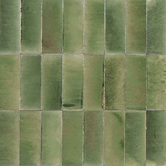 Sicily Giada Green Gloss Bejmat Cushioned Edge Porcelain Tile 50x150mm