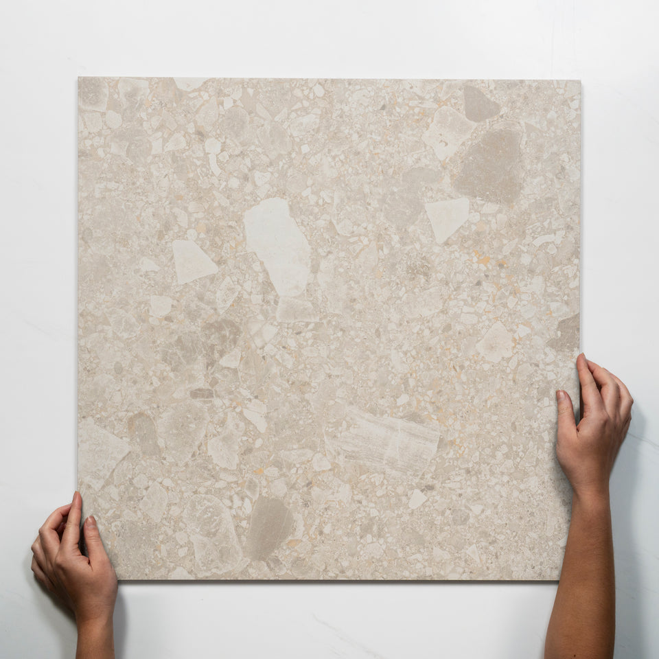 Southside Beige Terrazzo Matte Porcelain Tile P3 600mm x 600mm