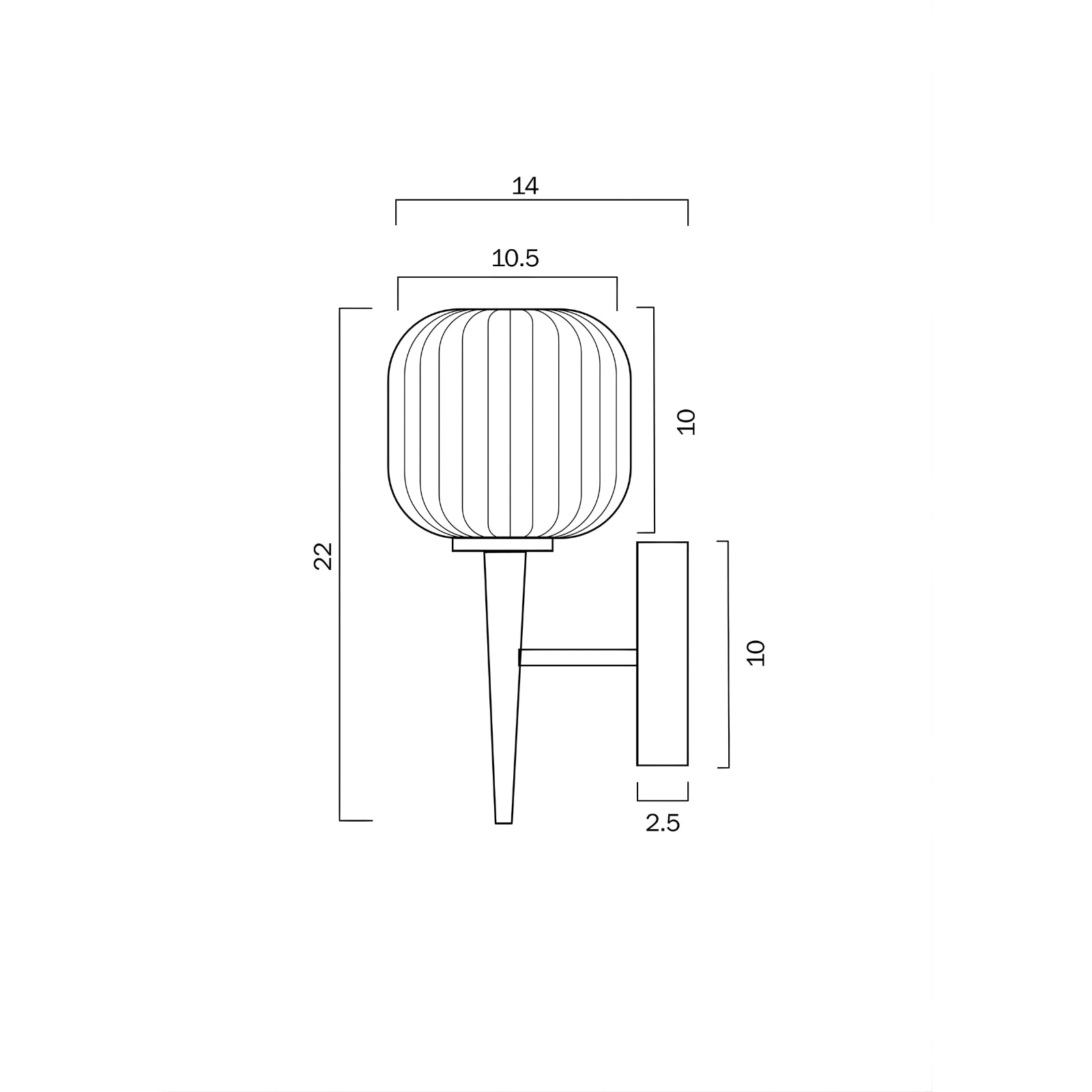 Line Drawing Telbix Bobo 1 Wall Light Black BOBOWB1-BKSM - The Blue Space