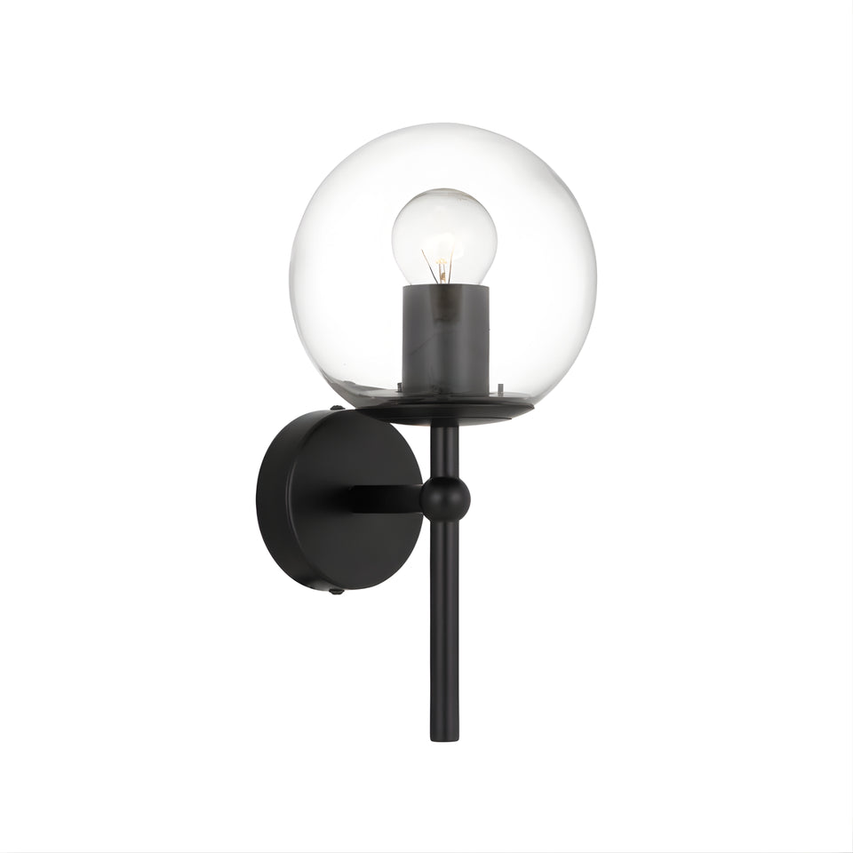 Telbix Eterna 1 Wall Light Black Clear