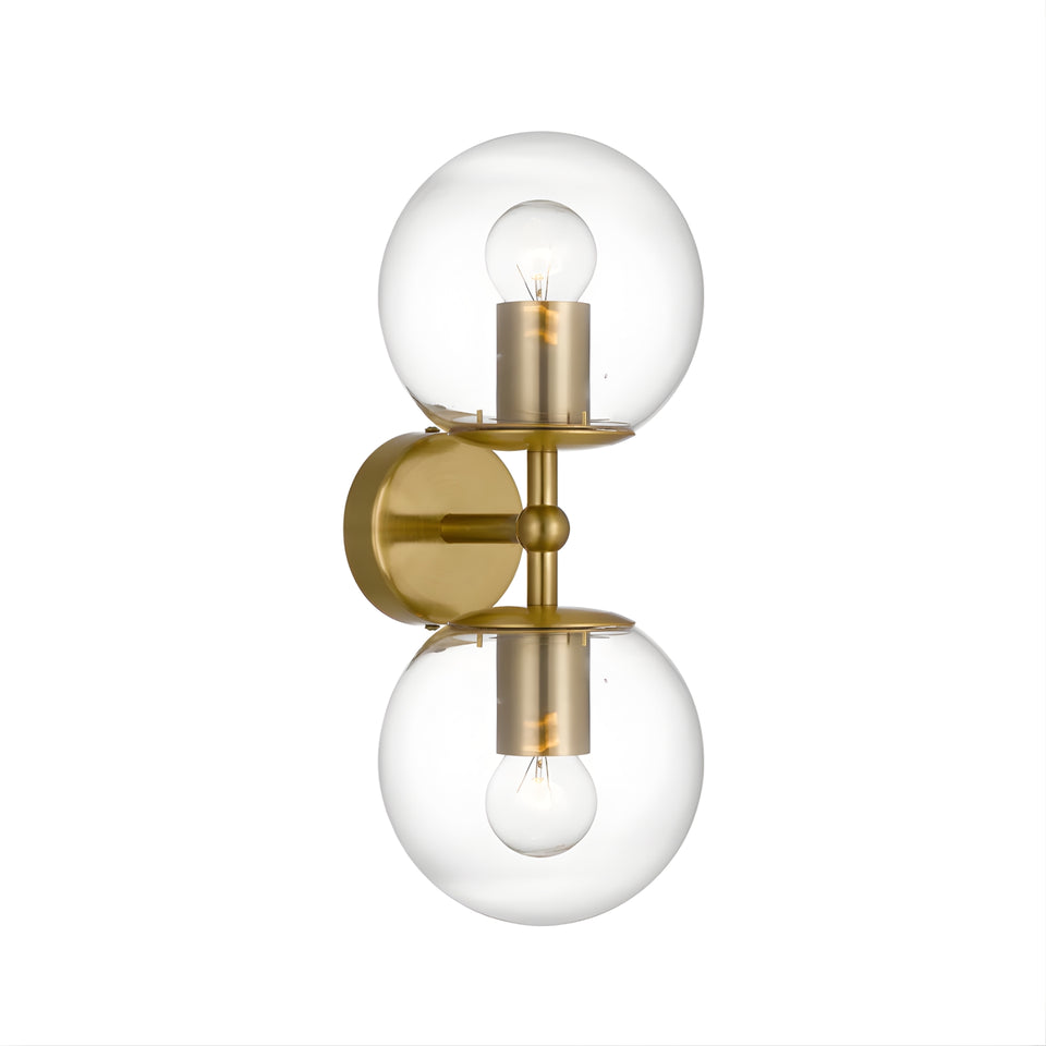 Telbix Eterna 2 Wall Light Antique Gold Clear