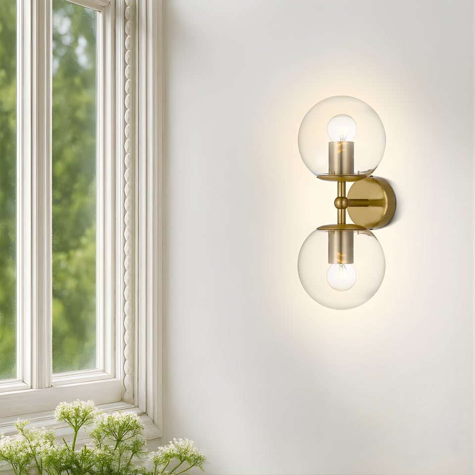 Telbix Eterna 2 Wall Light Antique Gold Clear