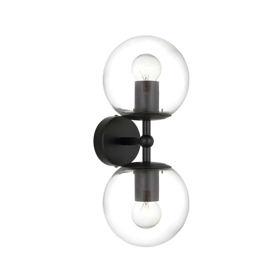 Telbix Eterna 2 Wall Light Black Clear