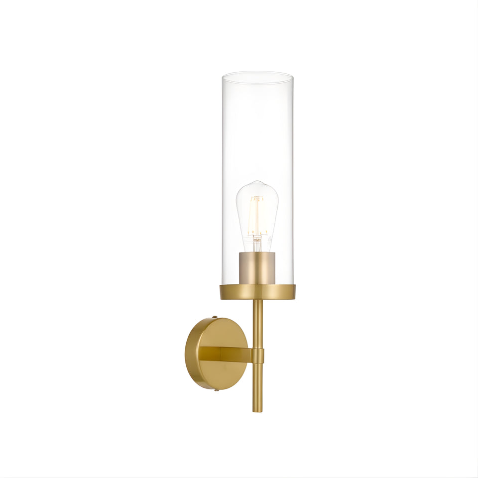 Telbix Garot Wall Light Antique Gold Clear