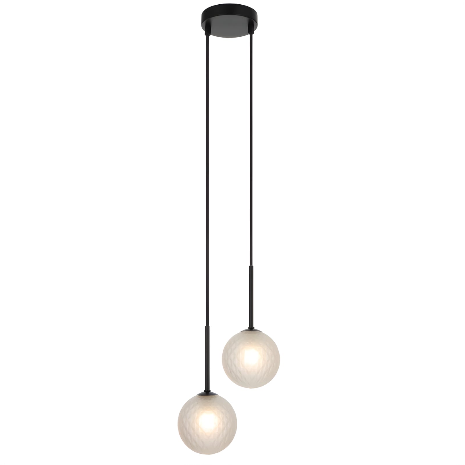 Telbix Gaston 2 Light Pendant G9 Black Frost Prism GASTONPE2-BKFRT - The Blue Space