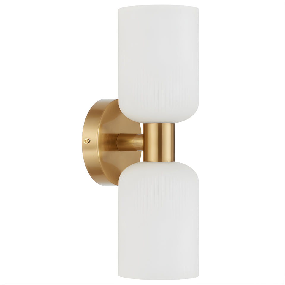 Telbix Riven 2 Wall Light Antique Gold Opal Matte