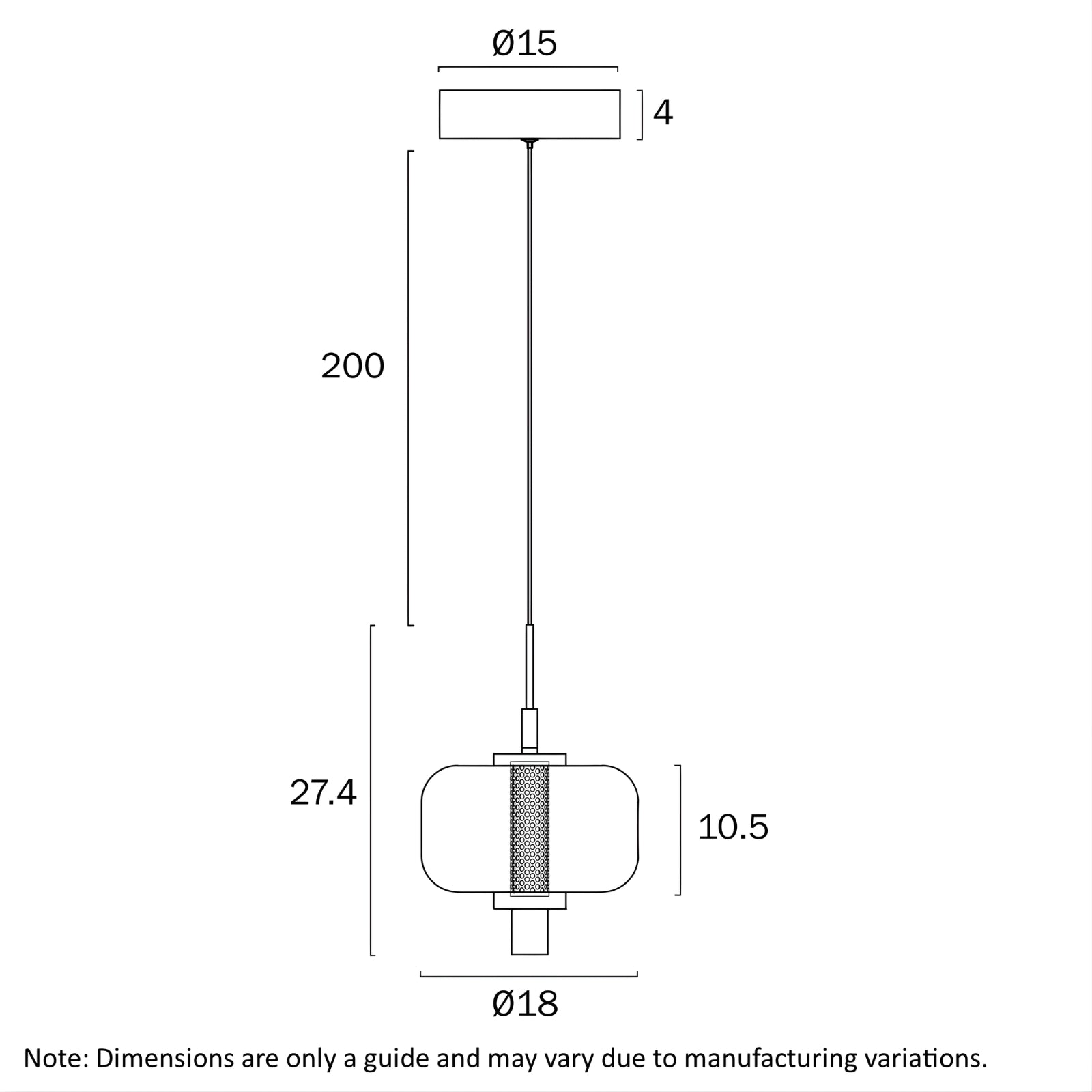 Line Drawing Telbix Volen 1 Pendant Light Black VOLENPE1-BKSM - The Blue Space
