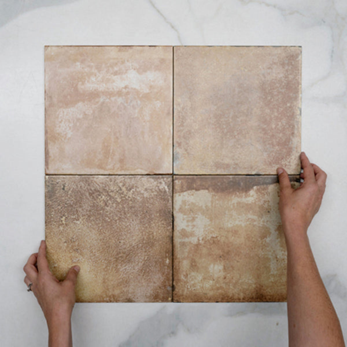 With Hand Terracotta Marco Tile 250 x 250 x 8mm Spanish Porcelain - The Blue Space