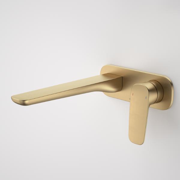 Caroma Contura II 220mm Wall Basin/Bath Mixer - Brushed Brass