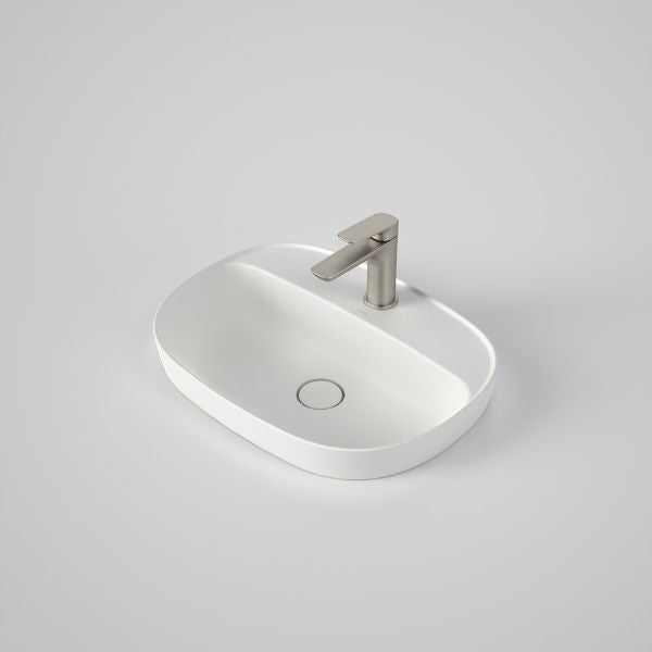 Caroma Contura II 530mm Inset Basin with Tap Landing (1 Tap Hole) - Matte White