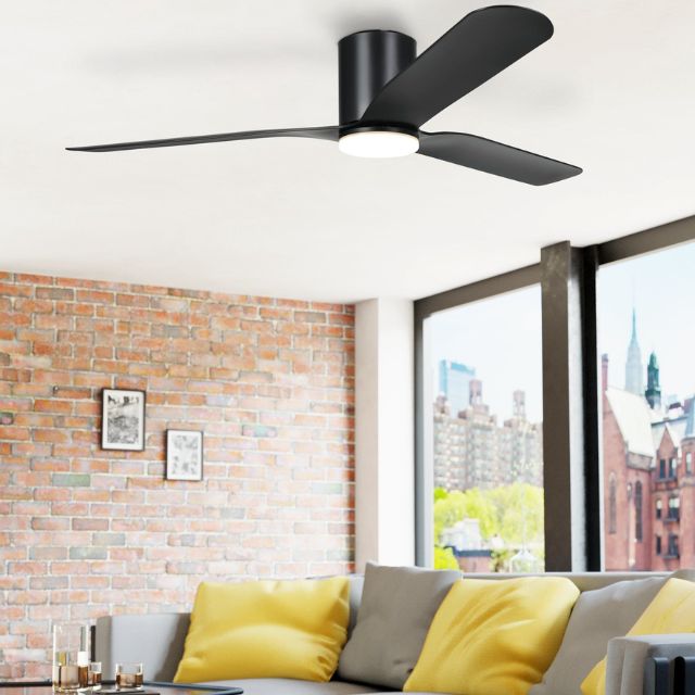Lifestyle Eglo Iluka 60 Inch DC Fan 18W LED Tri-Col Black Hugger 20538502 - The Blue Space
