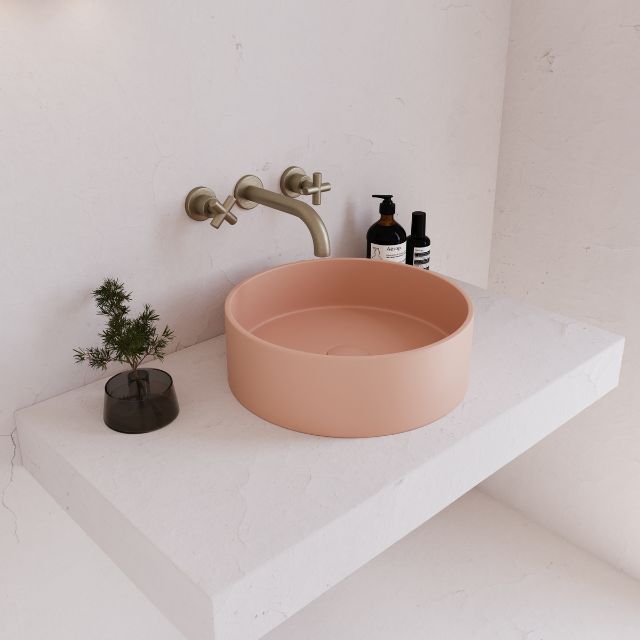 Eight Quarters 390mm Concrete Circle Above Counter Basin - Blush