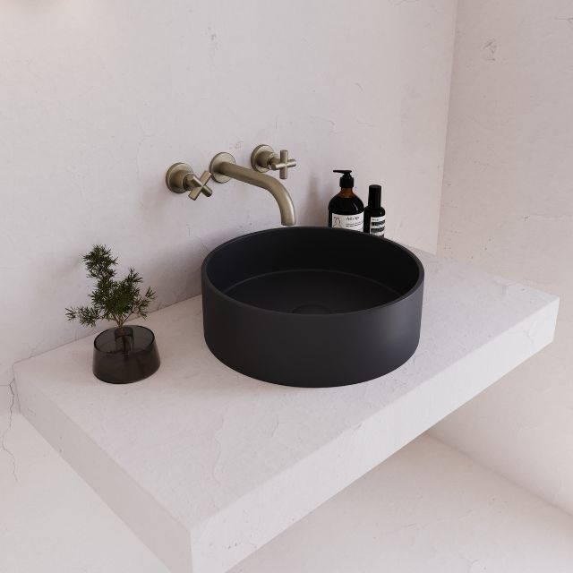 Eight Quarters 390mm Concrete Circle Above Counter Basin - Charcoal