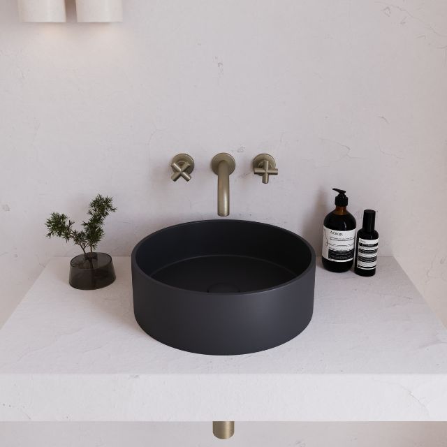 Eight Quarters 390mm Concrete Circle Above Counter Basin - Charcoal