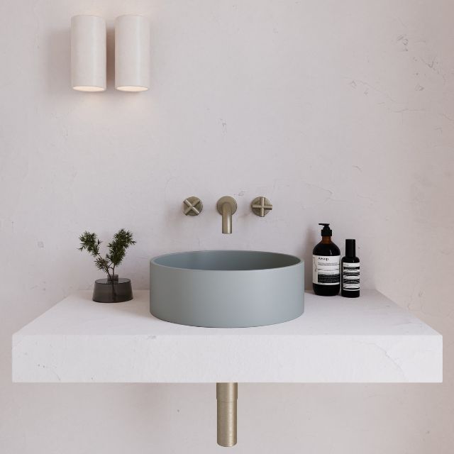 Eight Quarters 390mm Concrete Circle Above Counter Basin - Grey