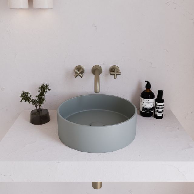 Eight Quarters 390mm Concrete Circle Above Counter Basin - Grey