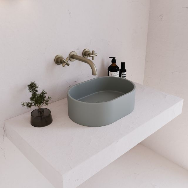 Eight Quarters 400mm x 280mm Concrete Mini Pod Above Counter Basin - Grey