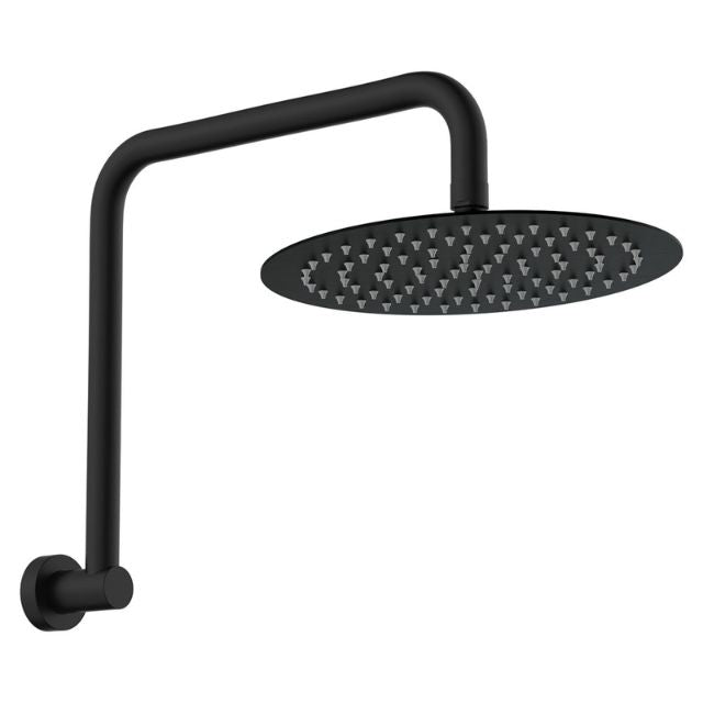 Fienza Kaya Gooseneck Shower Arm Set Matte Black