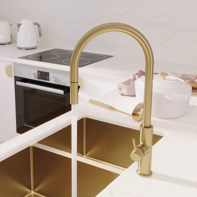 Buy Fienza Kaya Pull Out Sink Mixer Urban Brass 228108UB - The Blue Space