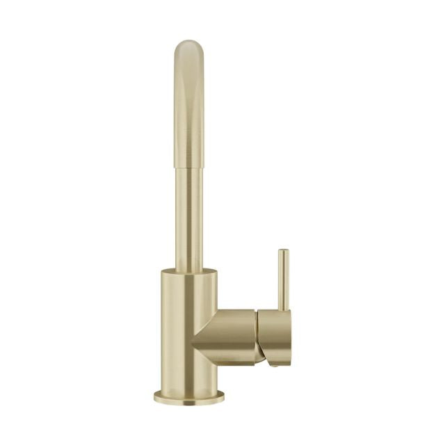 Meir Round Gooseneck Basin Mixer with Cold Start Tiger Bronze
