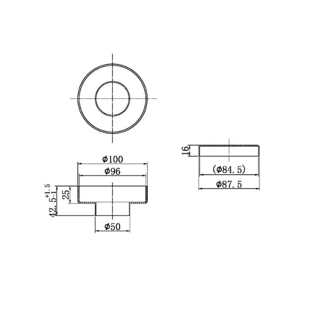 Technical Drawing Nero 100mm Round Tile Insert Floor Waste 50mm Outlet Matte Black NRFW003MB - The Blue Space