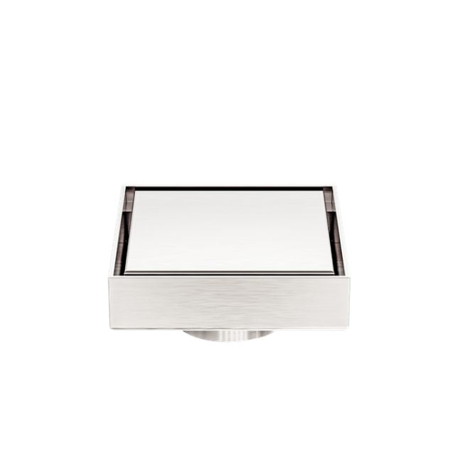Nero 100mm Square Tile Insert Floor Waste 50mm Outlet Brushed Nickel