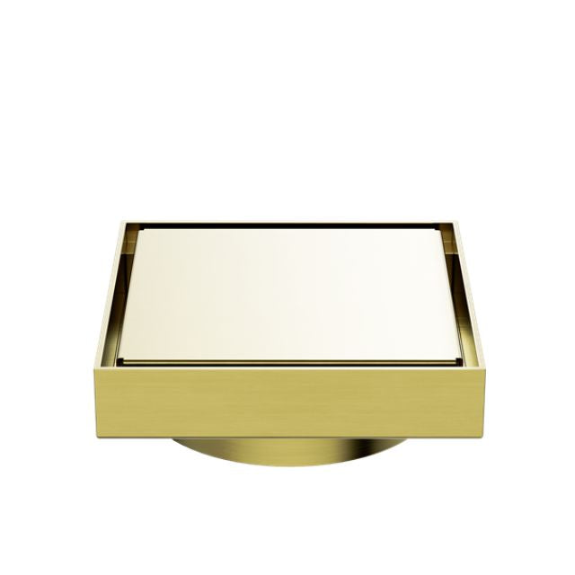 Nero 130mm Square Tile Insert Floor Waste 100mm Outlet Brushed Gold