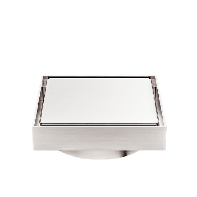 Nero 130mm Square Tile Insert Floor Waste 100mm Outlet Brushed Nickel