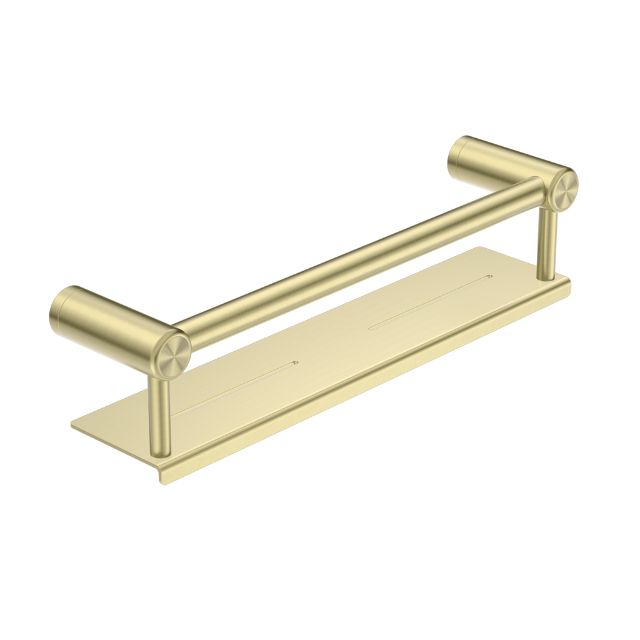 Nero Mecca Care 25mm Grab Rail With Shelf 450mm Brushed Gold
