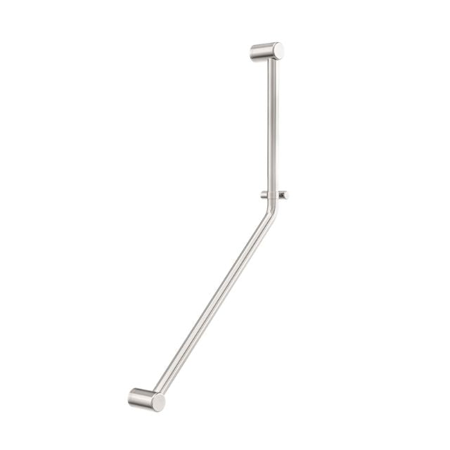 Nero Mecca Care 32mm Ambulant 45 Degree Bent Tube Grab Rail 450x650mm Brushed Nickel
