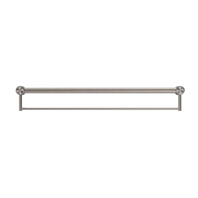 Nero Mecca Care 32mm Grab Rail With Towel Holder 900mm Brushed Nickel