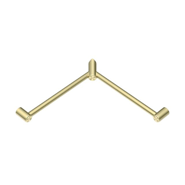 Nero Mecca Care 32mm Wrap Around Corner Grab Rail 600x600mm Brushed Gold NRCR3290WBG - The Blue Space