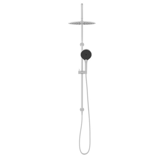 Front View Nero Mecca Twin Shower With Air Shower II Matte White - NR221905HMW - The Blue Space