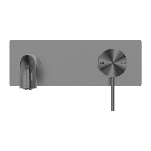 Front Nero Mecca Wall Basin Mixer 260mm Spout Gun Metal - NR221910a260GM - The Blue Space