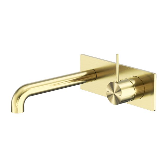 Nero Mecca Wall Basin/Bath Mixer Handle Up 120mm Brushed Gold
