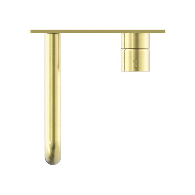 Top View Nero Mecca Wall Basin Mixer Handle Up 260mm Spout Brushed Gold - NR221910B260BG - The Blue Space