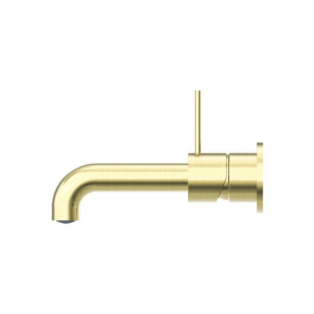 Nero Mecca Wall Basin/Bath Mixer Separate Back Plate Handle Up 120mm Brushed Gold