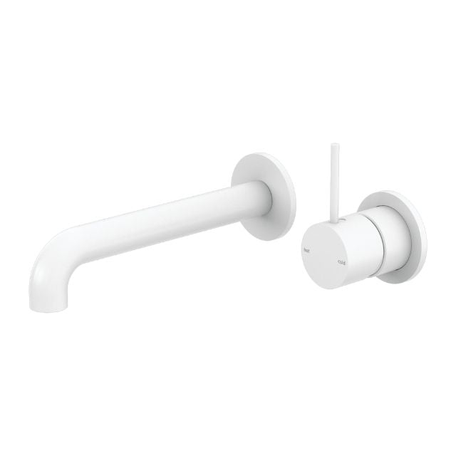Nero Mecca Wall Basin/Bath Mixer Separate Back Plate Handle Up 230mm Matte White