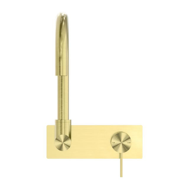Nero Mecca Wall Basin/Bath Mixer Swivel Spout Brushed Gold