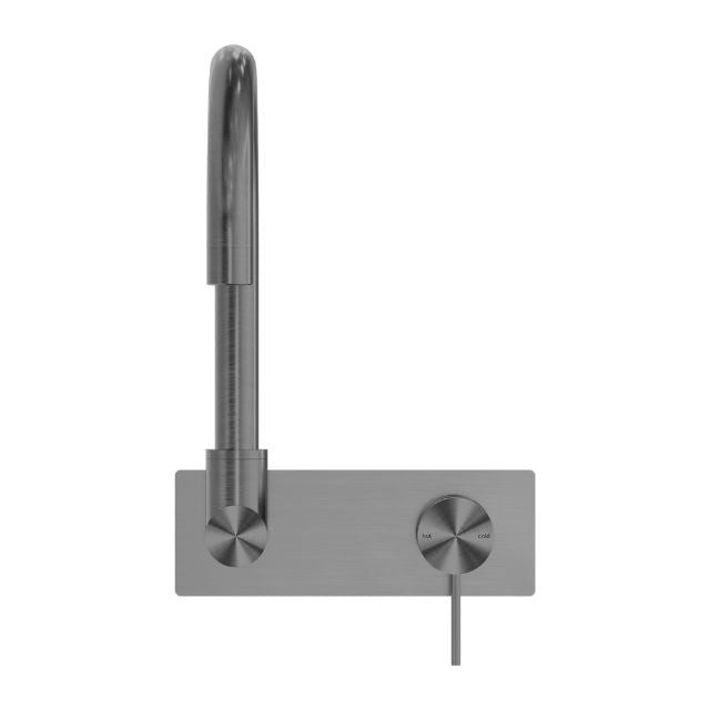 Nero Mecca Wall Basin/Bath Mixer Swivel Spout Gun Metal