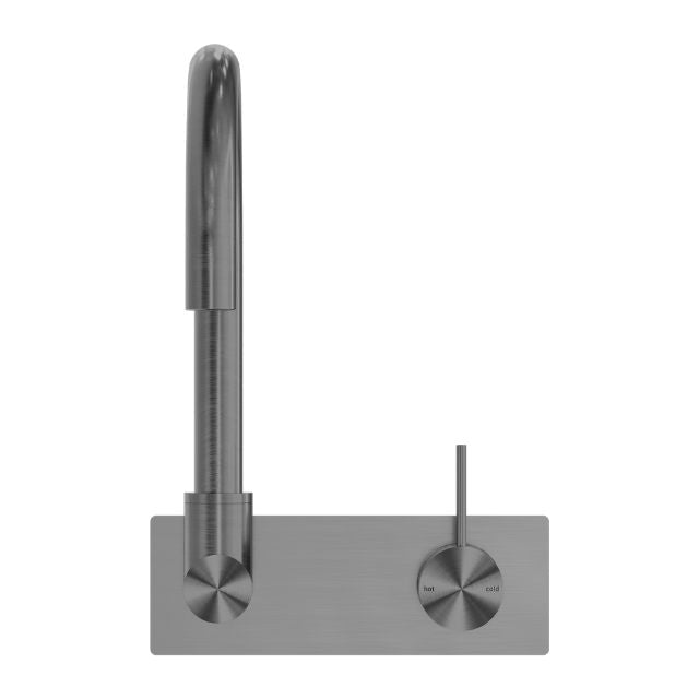 Nero Mecca Wall Basin/Bath Mixer Swivel Spout Handle Up Gun Metal
